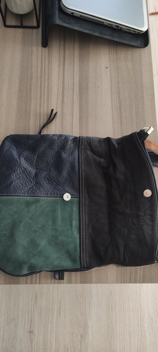 Gri,yeşil, lacivert Süet Kadın Çanta - Görsel 4