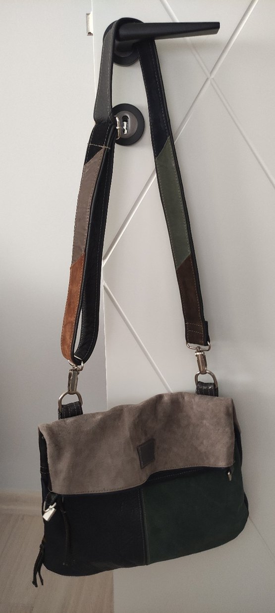 Gri,yeşil, lacivert Süet Kadın Çanta - Görsel 2