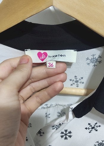 Koton Gri Baskılı Uzun Kollu Kadın Gömlek - Görsel 5