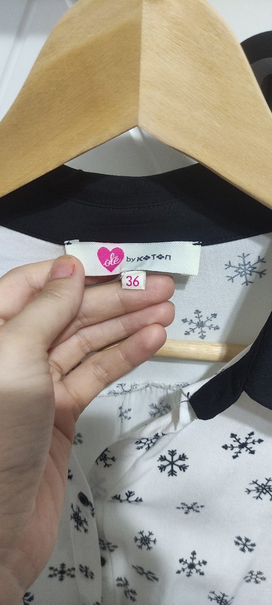 Koton Gri Baskılı Uzun Kollu Kadın Gömlek - Görsel 5