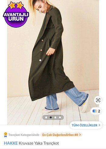 Hakiki Kruvaze Yaka Kadın Trençkot - Görsel 2