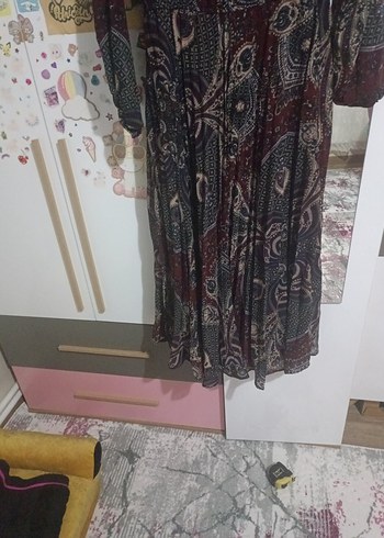 Bordo Bohem Uzun Elbise - Görsel 5