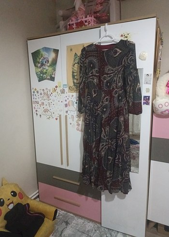 Bordo Bohem Uzun Elbise - Görsel 2