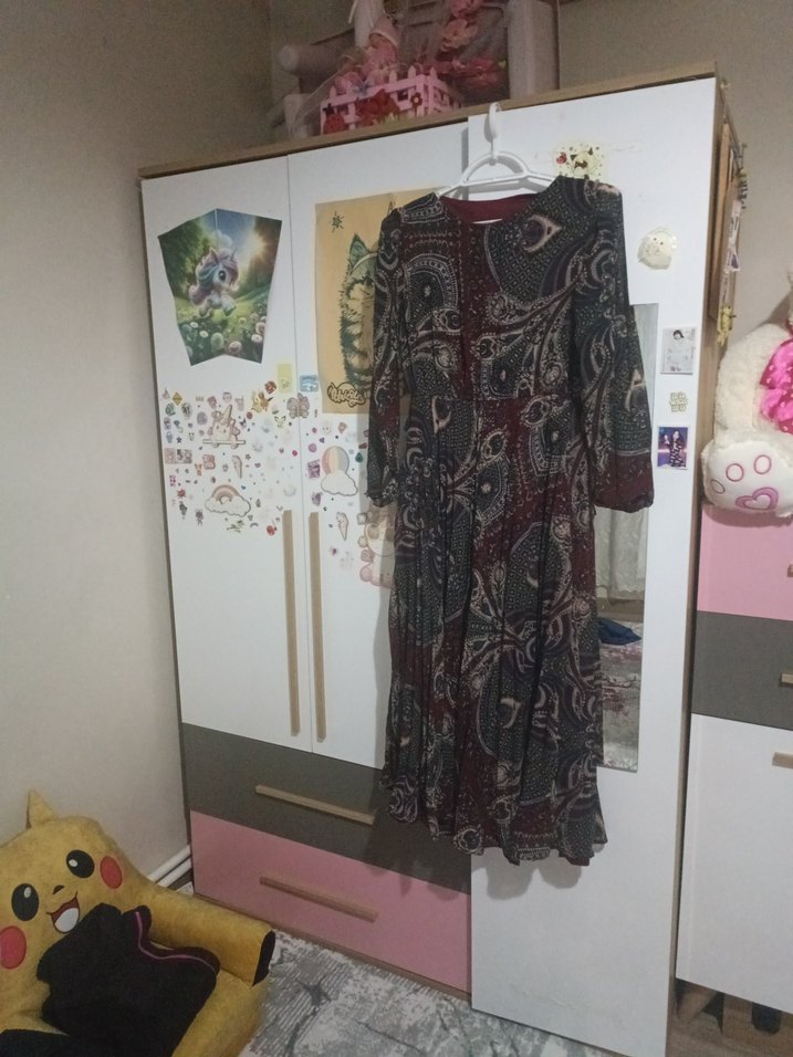 Bordo Bohem Uzun Elbise - Görsel 2