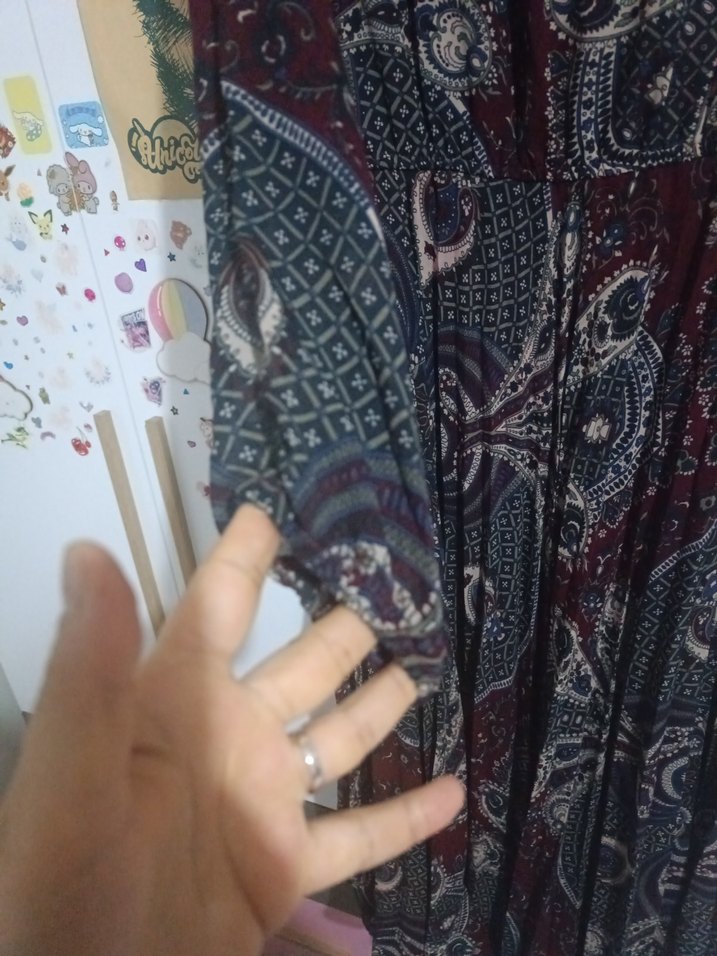 Bordo Bohem Uzun Elbise - Görsel 4