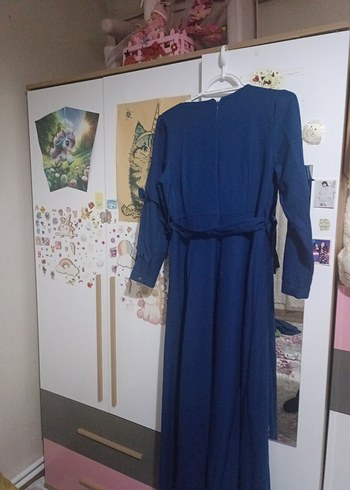 Mavi Uzun Kollu Salaş Kadın Elbise - Görsel 8