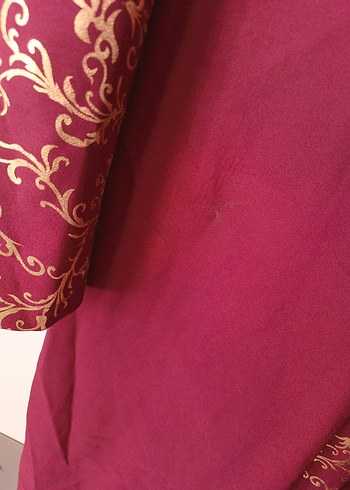 Bordo İşlemeli Uzun Kollu Bohem Elbise - Görsel 5