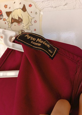 Bordo İşlemeli Uzun Kollu Bohem Elbise - Görsel 7