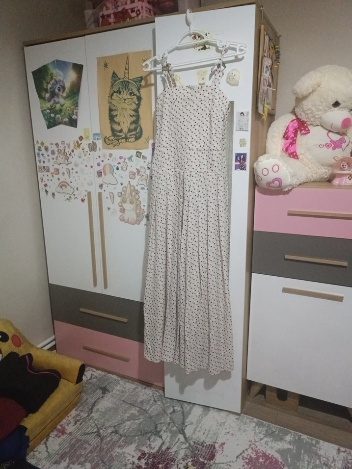 Bej Piliseli Straplez Bohem Uzun Elbise - Görsel 2