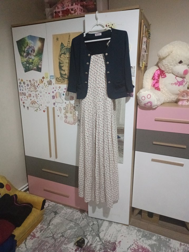 Bej Piliseli Straplez Bohem Uzun Elbise - Görsel 4