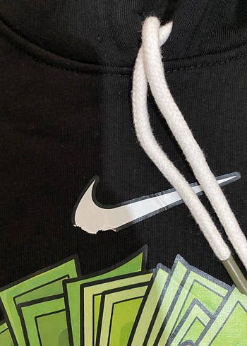 Diğer Kapüşonlu Siyah Sweatshirt, Uzun Kollu, Baskılı