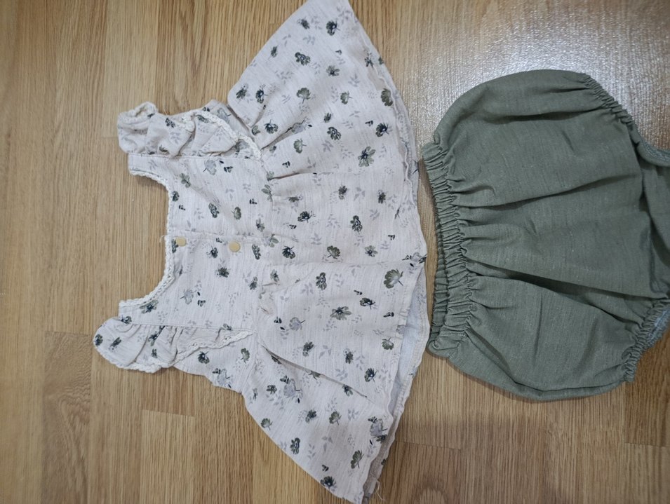 Kız Bebek Fırfırlı Desenli Kısa Kollu Takım - Görsel 2