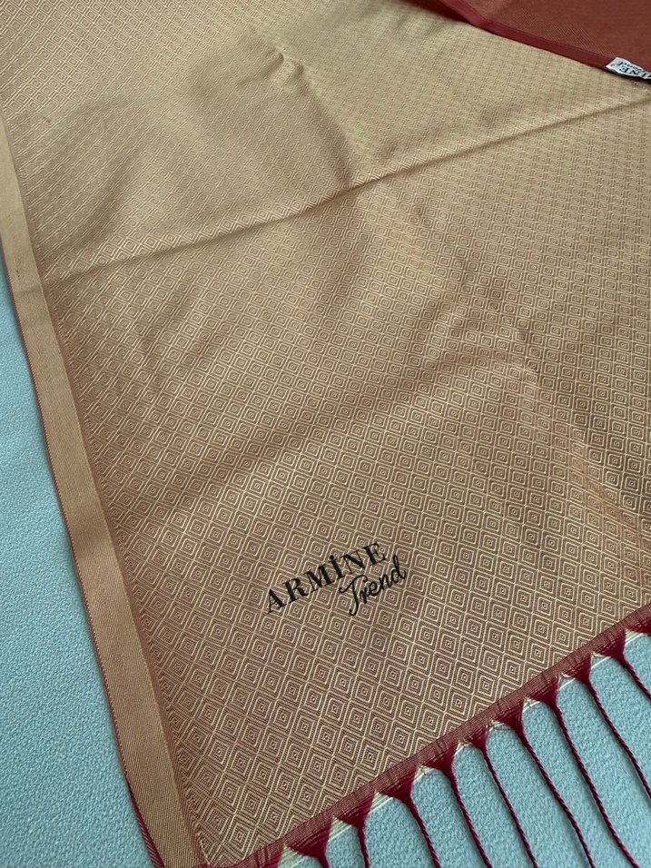 Bej Parlak İpek Kadın Şal - Görsel 3