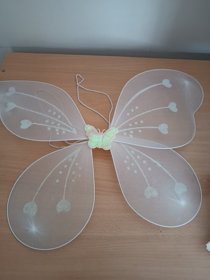 Beyaz Şeffaf Nakışlı Kelebek Kanat Seti - Görsel 5