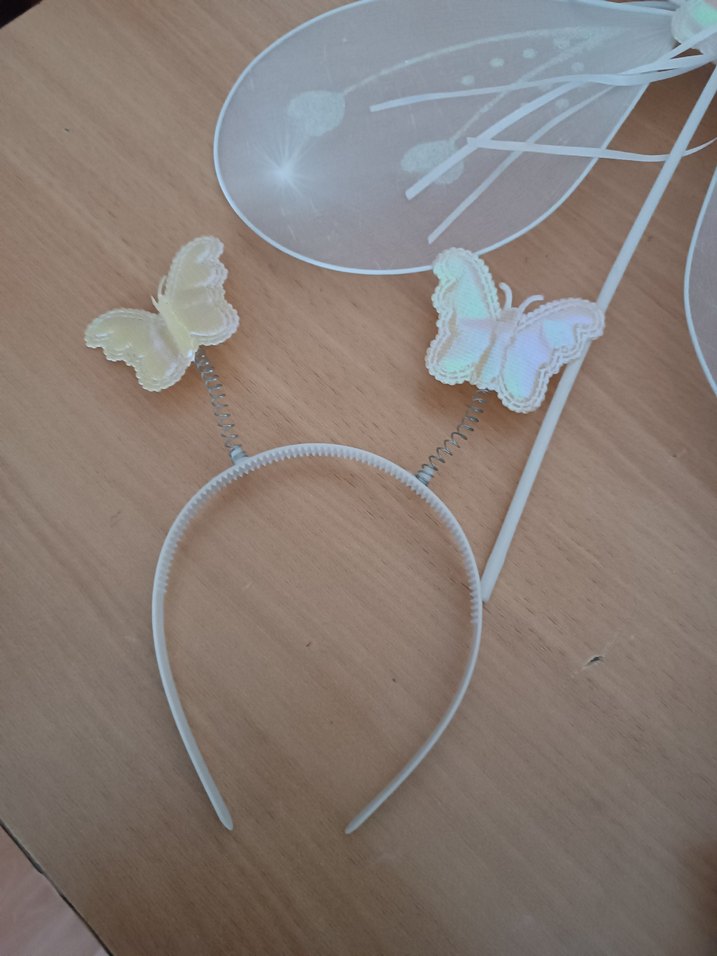 Beyaz Şeffaf Nakışlı Kelebek Kanat Seti - Görsel 2