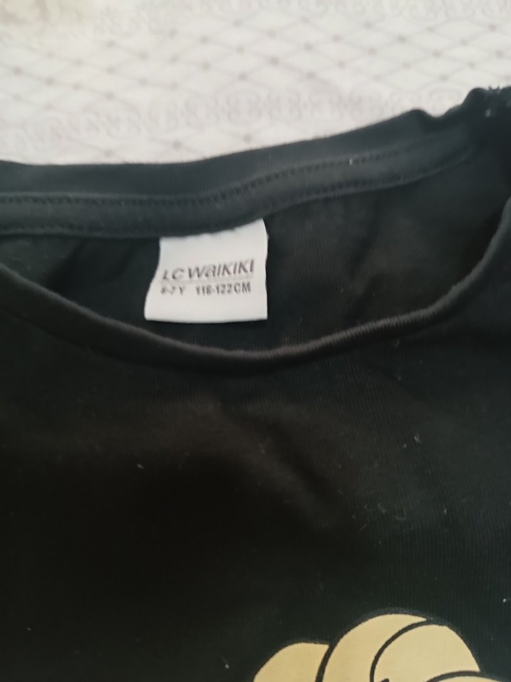 Kız Çocuk Siyah Uzun Kollu Baskılı Tişört - Görsel 3