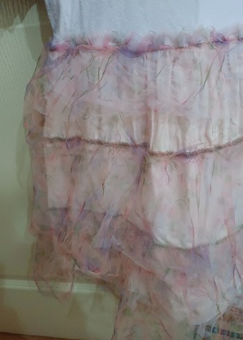 Kız Çocuk Pembe Fırfırlı Kısa Kollu Elbise - Görsel 2