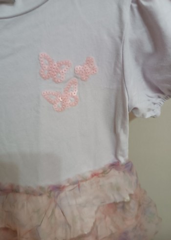 Kız Çocuk Pembe Fırfırlı Kısa Kollu Elbise - Görsel 3