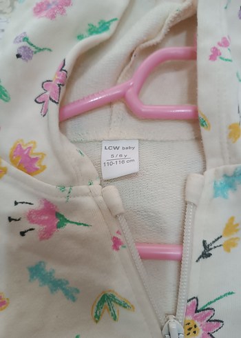 Kızlar için Çiçek Desenli Kapüşonlu Sweatshirt - Görsel 3