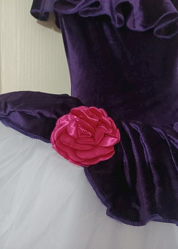 Kız Çocuk Mor Fırfırlı askılı elbise - Görsel 4