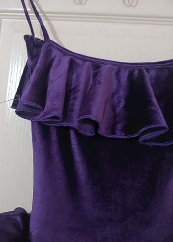 Kız Çocuk Mor Fırfırlı askılı elbise - Görsel 5