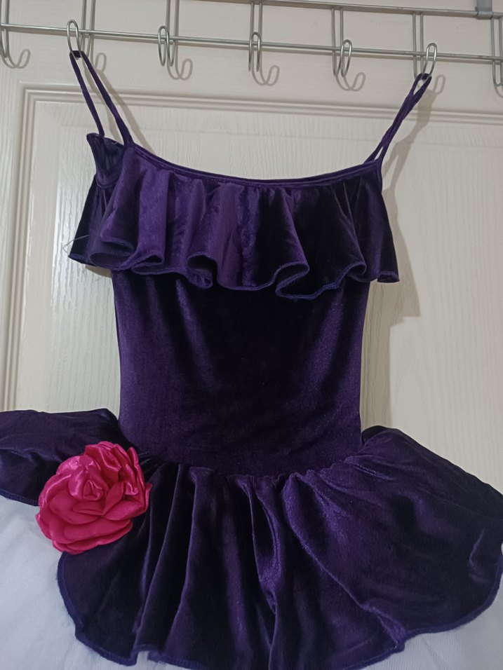 Kız Çocuk Mor Fırfırlı askılı elbise - Görsel 3