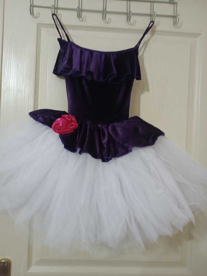 Kız Çocuk Mor Fırfırlı askılı elbise - Görsel 2