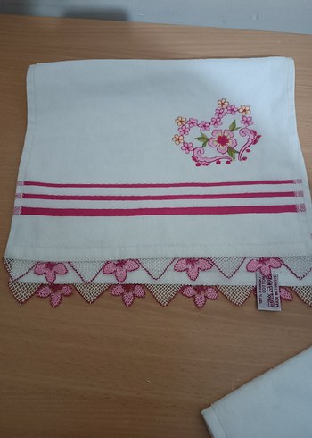 Pembe Nakışlı Geleneksel Havlu mutfak havlusu - Görsel 4