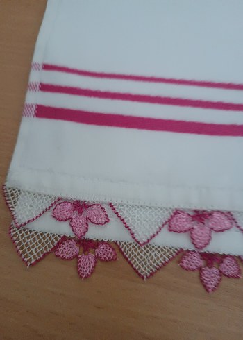 Pembe Nakışlı Geleneksel Havlu mutfak havlusu - Görsel 5