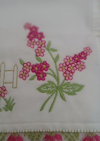 Pembe Nakışlı Geleneksel Havlu mutfak havlusu - Görsel 3