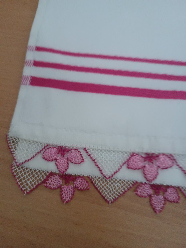 Pembe Nakışlı Geleneksel Havlu mutfak havlusu - Görsel 5