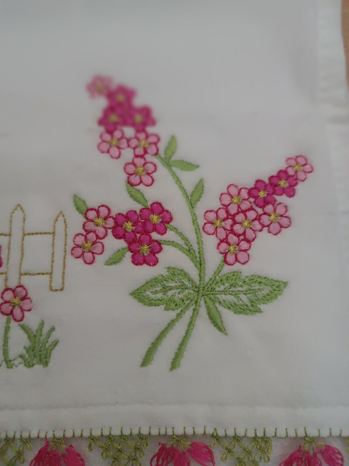 Pembe Nakışlı Geleneksel Havlu mutfak havlusu - Görsel 3