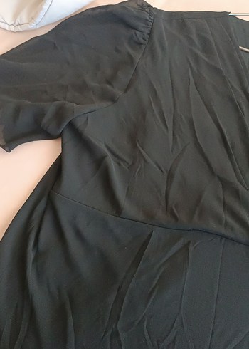 Diğer Siyah V Yaka Drape elbise