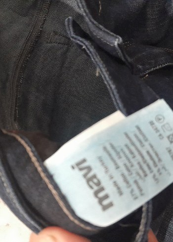 36 Beden Lacivert Midi Boy Bol Kesim Kadın Kot Pantolon