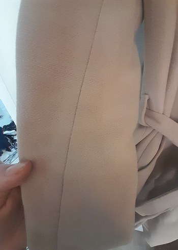 l Beden camel Renk Bej Kadın Uzun Süet Kemerli Trençkot