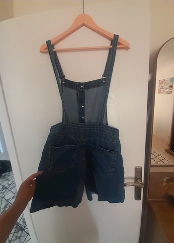 Kadın Lacivert Denim Kısa Salopet - Görsel 5