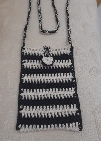 Diğer Bohem Gri Zebra Desenli Örgü Çapraz Çanta