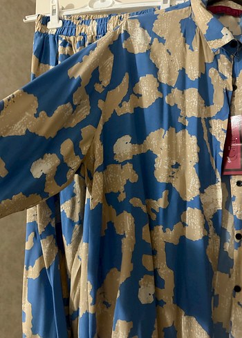 Mavi Batik Desenli Uzun Kadın Takım - Görsel 4