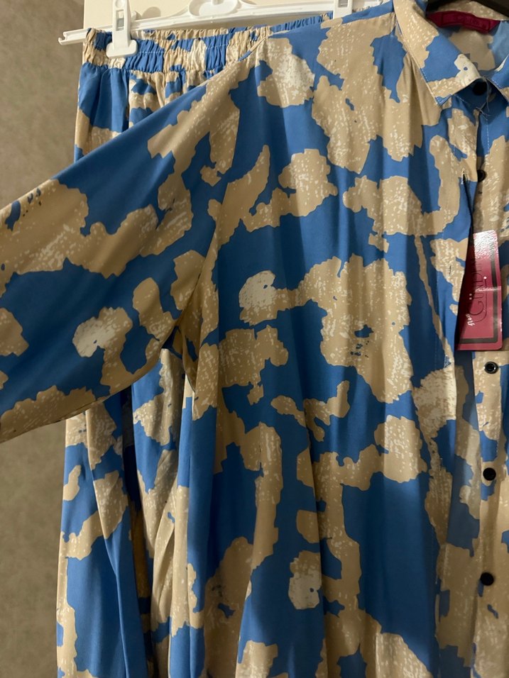 Mavi Batik Desenli Uzun Kadın Takım - Görsel 4