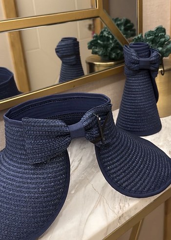 Koyu Mavi Hasır Desen Şapka - Görsel 3