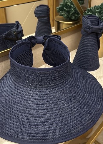 Koyu Mavi Hasır Desen Şapka - Görsel 2