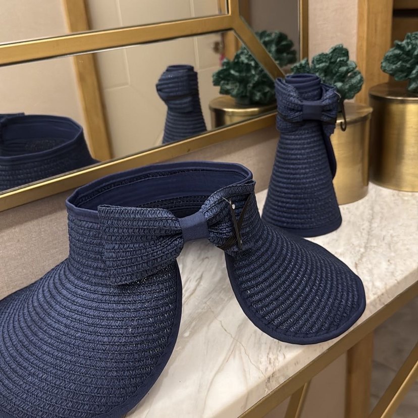 Koyu Mavi Hasır Desen Şapka - Görsel 3