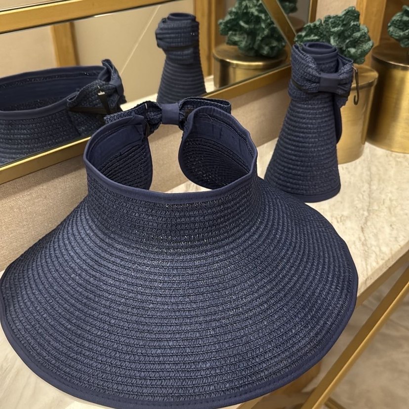 Koyu Mavi Hasır Desen Şapka - Görsel 2