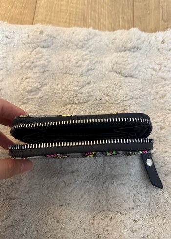 Gri Yılan Desenli Fermuarlı Deri Kadın Cüzdanı - Görsel 3