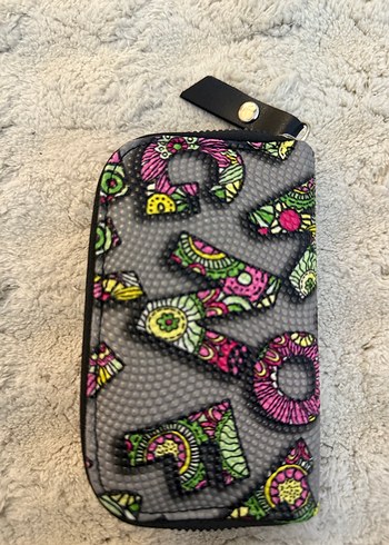 Gri Yılan Desenli Fermuarlı Deri Kadın Cüzdanı - Görsel 2