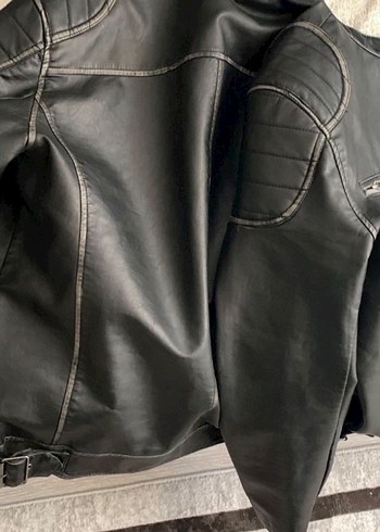 Erkek Siyah Deri Biker Ceket - Görsel 4