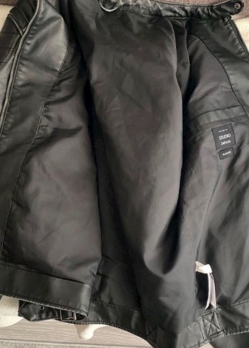 Erkek Siyah Deri Biker Ceket - Görsel 5