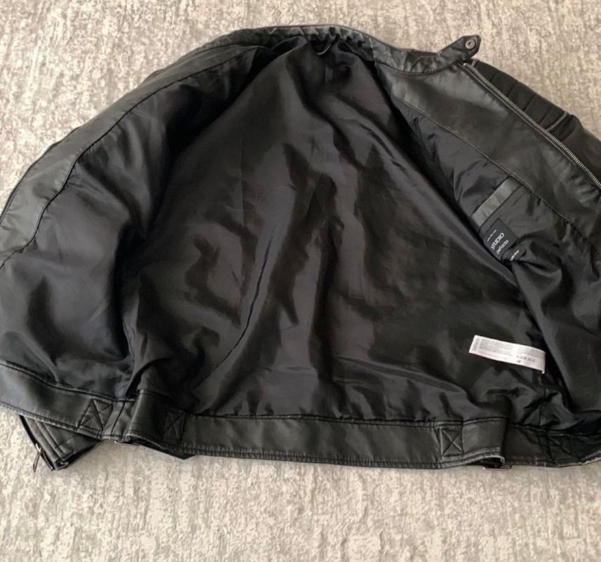 Erkek Siyah Deri Biker Ceket - Görsel 3