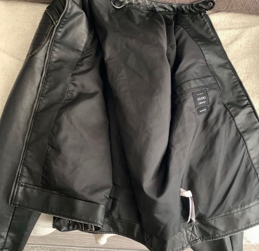 Erkek Siyah Deri Biker Ceket - Görsel 5