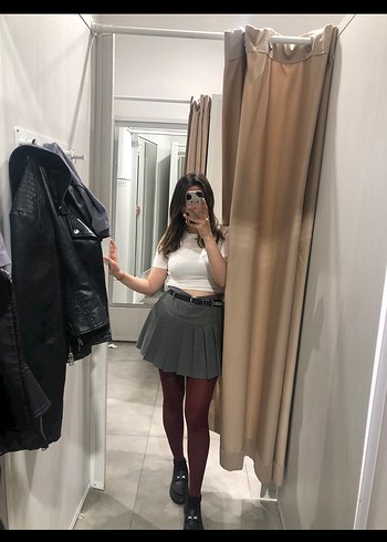 Gri mini etek - Görsel 6